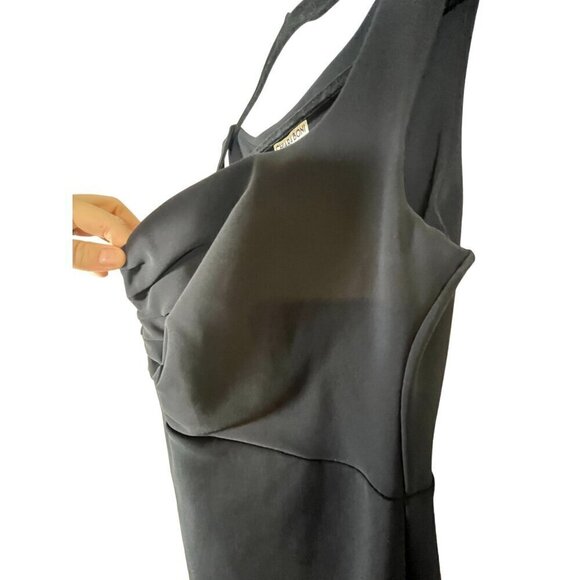 Chiara Boni Dress 14 Black Midi Bodycon Neutral Gala Formal LBD Old Money Luxury - Picture 4 of 12